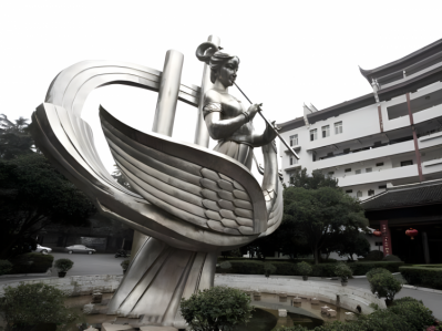 廣場景觀不銹鋼景觀裝飾擺件吹簫的仙女雕塑