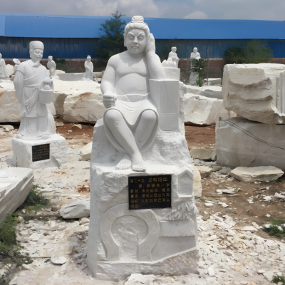 恣蚊飽血漢白玉二十四孝人物雕塑