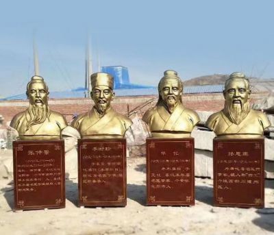 校園醫院玻璃鋼仿銅古代四大名醫雕塑