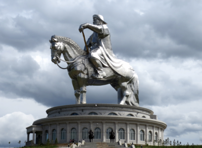 城市廣場不銹鋼大型人物成吉思汗雕塑