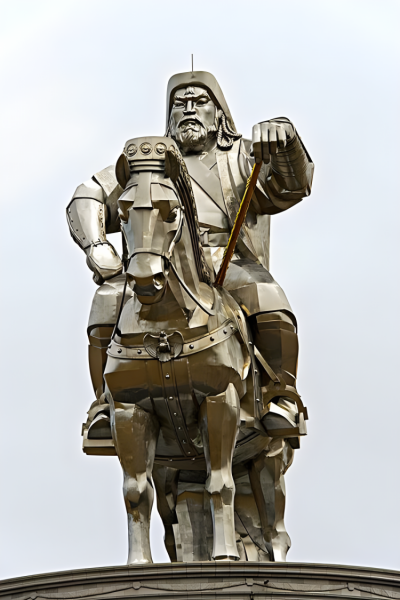 城市廣場名人景觀騎馬的成吉思汗雕塑