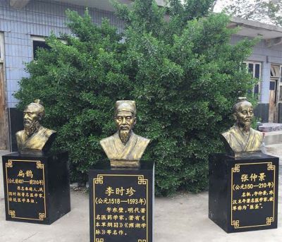 醫院學校廣場擺放鍍金扁鵲李時珍張仲景胸像古代人物銅雕