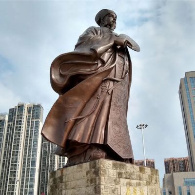 城市廣場(chǎng)大型人物銅像，古代歷史名人諸葛孔明諸葛亮雕塑