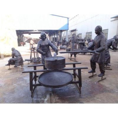 鑄銅民俗生活人物情景雕塑