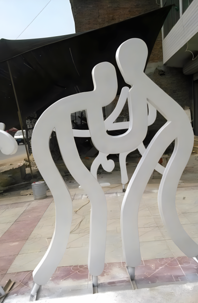 抽象不銹鋼剪影運動人物雕塑