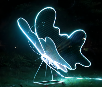 景觀戶外不銹鋼鐵藝昆蟲景觀抽象亮化蝴蝶雕塑