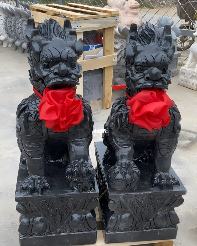 別墅門口裝飾古建筑擺件鎮宅辟邪一對玻璃鋼麒麟雕塑