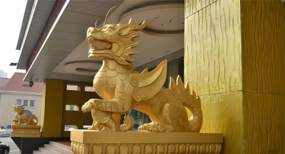 酒店門口大型動物景觀裝飾招財鎮宅麒麟雕塑