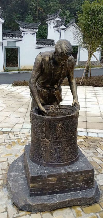 茶文化景區(qū)街道玻璃鋼洪青的人物雕塑