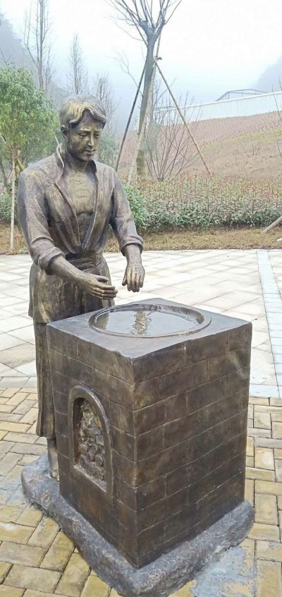 茶文化炒青的玻璃鋼人物雕塑