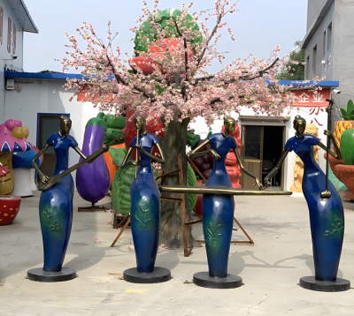 梅蘭竹菊玻璃鋼吹拉彈唱音樂人物雕塑