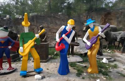 園林玻璃鋼抽象彈吉他的音樂人雕塑