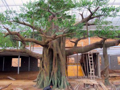 玻璃鋼、泡沫、水泥，仿真大樹雕塑